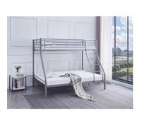Pack: Lit superposé en métal COSTO sommier inclus + 2 Matelas 90/140x190 cm, 3 places Gris