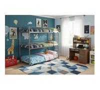 Pack Lit superposé en métal gris 3 couchages 90x190 avec matelas TRIPLE