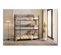 Pack Lit superposé en métal noir 3 couchages 90x190 avec matelas TRIPLE