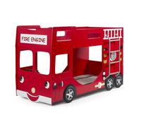Pack - Lit Superposé Enfant & 2 Matelas "Pompier" Rouge
