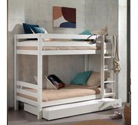 Pack - Lit Superposé Enfant & Tiroir "Pino" 161cm Blanc