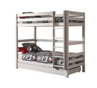 Vipack Pino Lits Superposs Pin Massif Blanc 209x105x182cm + Lit Gigogne