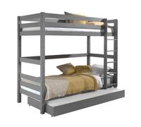 Vipack Lits superposés PINO pin massif 209x105x182 cm lit gigogne Gris
