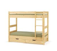 Pack Lit Superposé Séparable Avec Tiroirs Bois Massif Aaron Bois Naturel 90X190