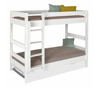 Pack Lit Superposé Séparable Gigogne Avec Matelas Bois Massif Aaron Blanc 90X190