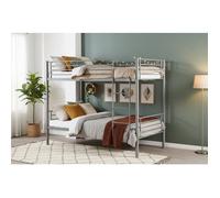 Pack Lit superposé séparable métal 2 couchages 90x190 cm gris + matelas LUNA