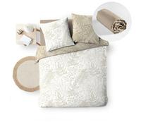 Pack literie Botanica Naturel - Housse de couette réversible 260x240 + Drap-housse 160x200 beige