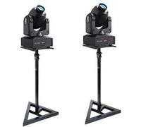 Pack Lumière 2 Lyres LED PARTY-SPOT7 10W DMX - 2 Supports Ibiza SST02 - Soirée Dj Fête Anniversaire Pro Club Bar Noir