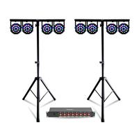 Pack Lumière 2 Pieds Mooving Light ML-SUPPORT-DJLIGHT - 8 Projecteurs PAR RGB DMX PARTY-PAR181 - Dispatching 8 Voies - Soirée DJ