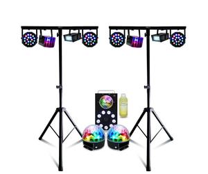 Pack Lumière 2 Pieds Mooving ML-SUPPORT-DJLIGHT - Machine à fumée Ibiza 700W - 10 Effets de Lumière Derby Strobe Astro - Soirée DJ