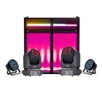 Pack Lumière Ibiza Régie DJ Booth Facade DS30 - 2 Lyres Spot 100W B-Eye 6x10W DMX - 2 Projecteurs PAR - Soirée Fête Pro Mariage Noir