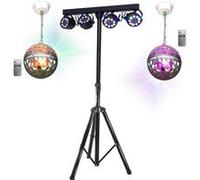 Pack Lumière Pied Portique DJ BOOST-LIGHT70 4 Projecteurs - 2 Boules Disco LEDS RGB ASTRO-BALL8 Bar Fête Soirée Ambiance Musique Noir