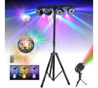 Pack Lumière Pied Portique DJ BOOST-LIGHT70 4 Projecteurs - Jeu Lumière Extérieur Faisceaux - Boule Disco LEDS RGB ASTRO-BALL8 Fête