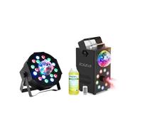 Pack Lumières IBIZA LIGHT - Projecteur 2-en-1 PAR Astro - Machine Fumée LEDS RGB FOGGY-ASTRO Cadeau Fête Soirée Dj Musique Bar Club