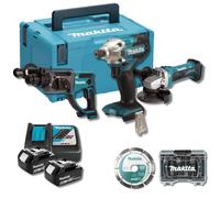 Pack Maçon DHR202 + DGA452 + DTD156 (2x5.0Ah) en Makpac + accessoires - MAKITA