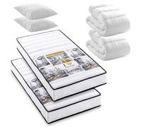 Pack Manhattan- Lot de 2 Matelas New York mousse 90x190 cm + 2x couettes + 2x oreillers- Fabriqué en Belgique
