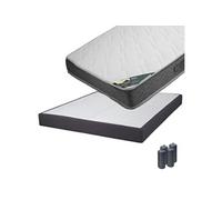 Pack Matelas 140x190 + Sommier Tapissier Démontable 2x20 Lattes Anthracites + Pieds Anthracites 15cm - JAVA -