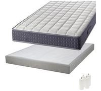 Pack Matelas 140x190 + Sommier Tapissier Démontable 2x20 Lattes Lin + Pieds Blancs 15cm - SILHOUETTE - ALTOBUY G