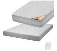 Pack Matelas 140x190 + Sommier Tapissier Démontable 2x20 Lattes Lin + Pieds Blancs 15cm - TAHITI - ALTOBUY G