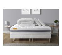 Pack matelas 160x200 + double sommiers 80x200 Memo Spring Ressorts ensaches 3 zones MAXI epaisseur + Couette + 2 oreillers
