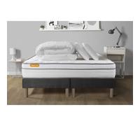 Pack matelas 160x200 + double sommiers gris 80x200 Memo Luxe Ressorts ensaches + memoire de forme 5 zones de confort