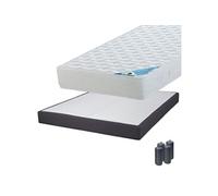Pack Matelas 160x200 + Sommier Tapissier Démontable 2x20 Lattes Anthracites + Pieds Anthracites 15cm - MALDIVES - ALTOBUY G