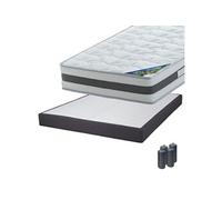 Pack Matelas 160x200 + Sommier Tapissier Démontable 2x20 Lattes Anthracites + Pieds Anthracites 15cm - SEYCHELLES - ALTOBUY G