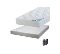 Pack Matelas 160x200 + Sommier Tapissier Démontable 2x20 Lattes Lin + Pieds Anthracites 15cm - MALDIVES -