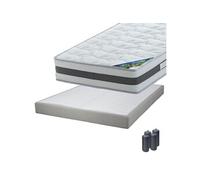 Pack Matelas 160x200 + Sommier Tapissier Démontable 2x20 Lattes Lin + Pieds Anthracites 15cm - SEYCHELLES -
