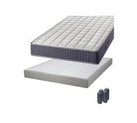 Pack Matelas 160x200 + Sommier Tapissier Démontable 2x20 Lattes Lin + Pieds Anthracites 15cm - SILHOUETTE -