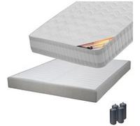 Pack Matelas 160x200 + Sommier Tapissier Démontable 2x20 Lattes Lin + Pieds Anthracites 15cm - TAHITI - ALTOBUY G