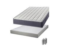 Pack Matelas 160x200 + Sommier Tapissier Démontable 2x20 Lattes Lin + Pieds Argent 15cm - SILHOUETTE -