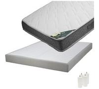 Pack Matelas 160x200 + Sommier Tapissier Démontable 2x20 Lattes Lin + Pieds Blancs 15cm - JAVA -