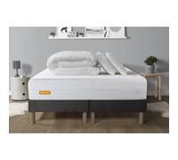 PACK Matelas 180x200 + double sommiers gris 90x200 Memo Bio Mousse a memoire de forme 5 zones de confort Maxi epaisseur
