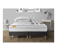 Pack matelas 180x200 + double sommiers gris 90x200 Memo Luxe Ressorts ensaches + memoire de forme 5 zones de confort