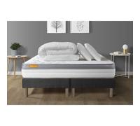 Pack matelas 180x200 + double sommiers gris 90x200 Memo Zen Mousse a memoire de forme 5 zones de confort MAXI epaisseur