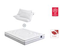 Pack matelas 200 x 200 cm + 2 oreillers Mémo 3-en-1 - Bultex recharged plus