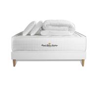 Pack matelas à mémoire de forme maxi épaisseur Buckingham 160x200cm sommier KIT blanc + 2 oreillers + 1 couette 260x240cm