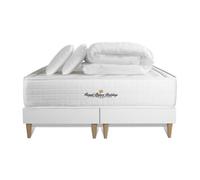 Pack matelas a memoire de forme maxi epaisseur Buckingham 180x200cm + double sommier 90x200 cm + 2 oreillers + 1 couette