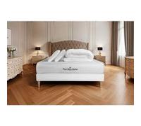Pack matelas a memoire de forme maxi epaisseur Balmoral 160x200cm sommier KIT blanc + 2 oreillers + 1 couette 260x240cm