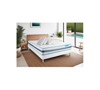 Pack Matelas BodyFlex - Ressorts ensachés et mémoire de forme - Ep : 26cm - Sommier kit Blanc avec couette et 2 oreillers