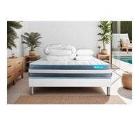 Pack 140x190 matelas BodyForm + sommier kit blanc + Couette 240x220cm + 2 oreillers 60x40cm