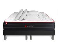Pack Matelas Boost + Double sommiers Noir + Couette + 2 oreillers | Epaisseur : 26 cm | Confort : Equilibré