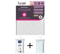 Pack matelas climatisé + alèse blanc + drap housse blanc - 70 x 140 cm