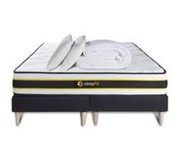 Pack matelas FLEXY 160x200 + double sommiers noir 80x200 + Couette + 2 oreillers
