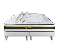 Pack matelas FLEXY 180x200 + double sommiers blanc 90x200 + Couette + 2 oreillers