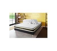 Pack Matelas Flexy - Ressorts ensachés et mémoire de forme - Ep : 22cm - Sommier kit Noir avec couette et 2 oreillers