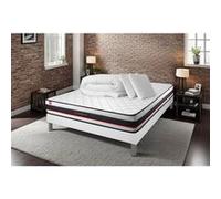 Pack Matelas Form - Mousse - Ep : 19cm - Sommier kit Blanc avec couette et 2 oreillers G