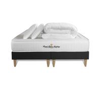 Pack matelas LANCASTER 160x200 + double sommiers noir 80x200 + Couette + 2 oreillers