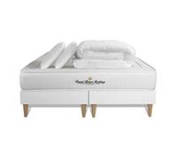 Pack matelas LANCASTER 200x200 + double sommiers blanc 90x200 + Couette + 2 oreillers